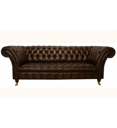 Chesterfield Balmoral Genuine Leather Antique Brown 3 Seater Sofa