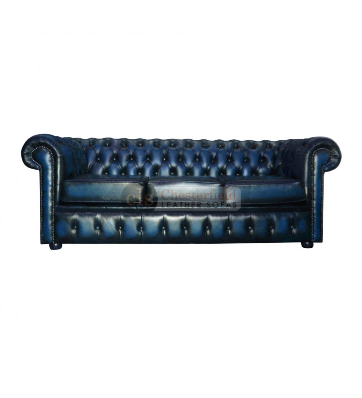 Chesterfield Genuine Leather Antique, Blue Chesterfield Sofa Leather