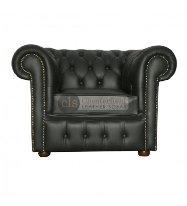 Chesterfield Genuine Leather Black Club Chair
