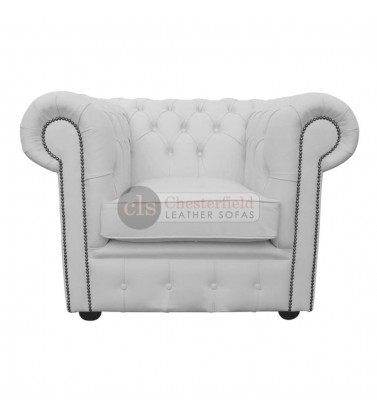 Chesterfield Genuine Leather White Club Chair