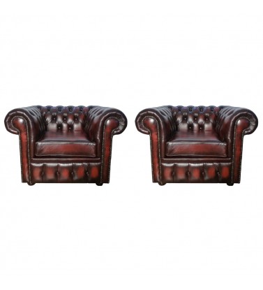 Chesterfield Genuine Leather Club Chair Set of Two